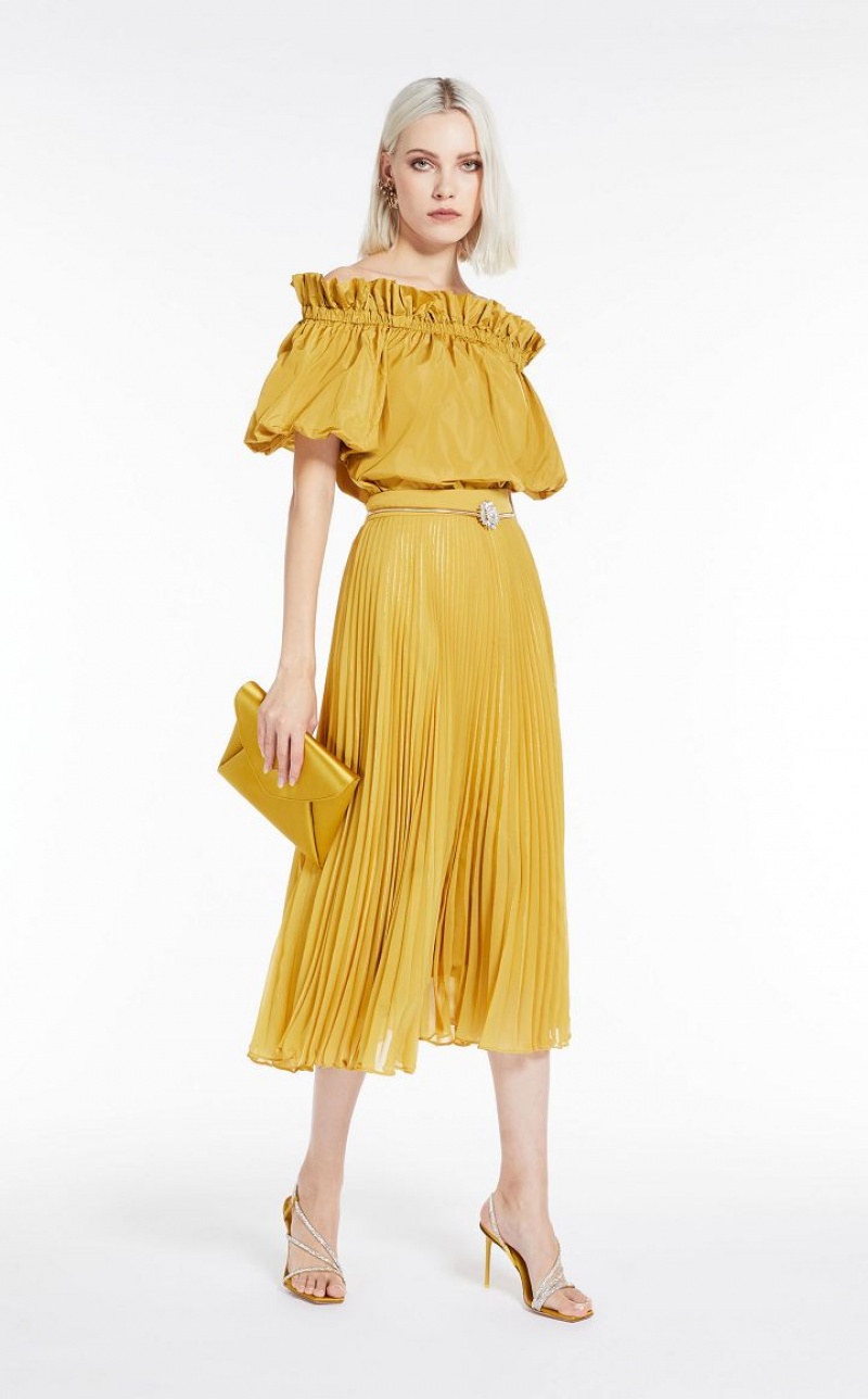 OCHRE MaxMara Pleated Georgette Skirts | MMR593714