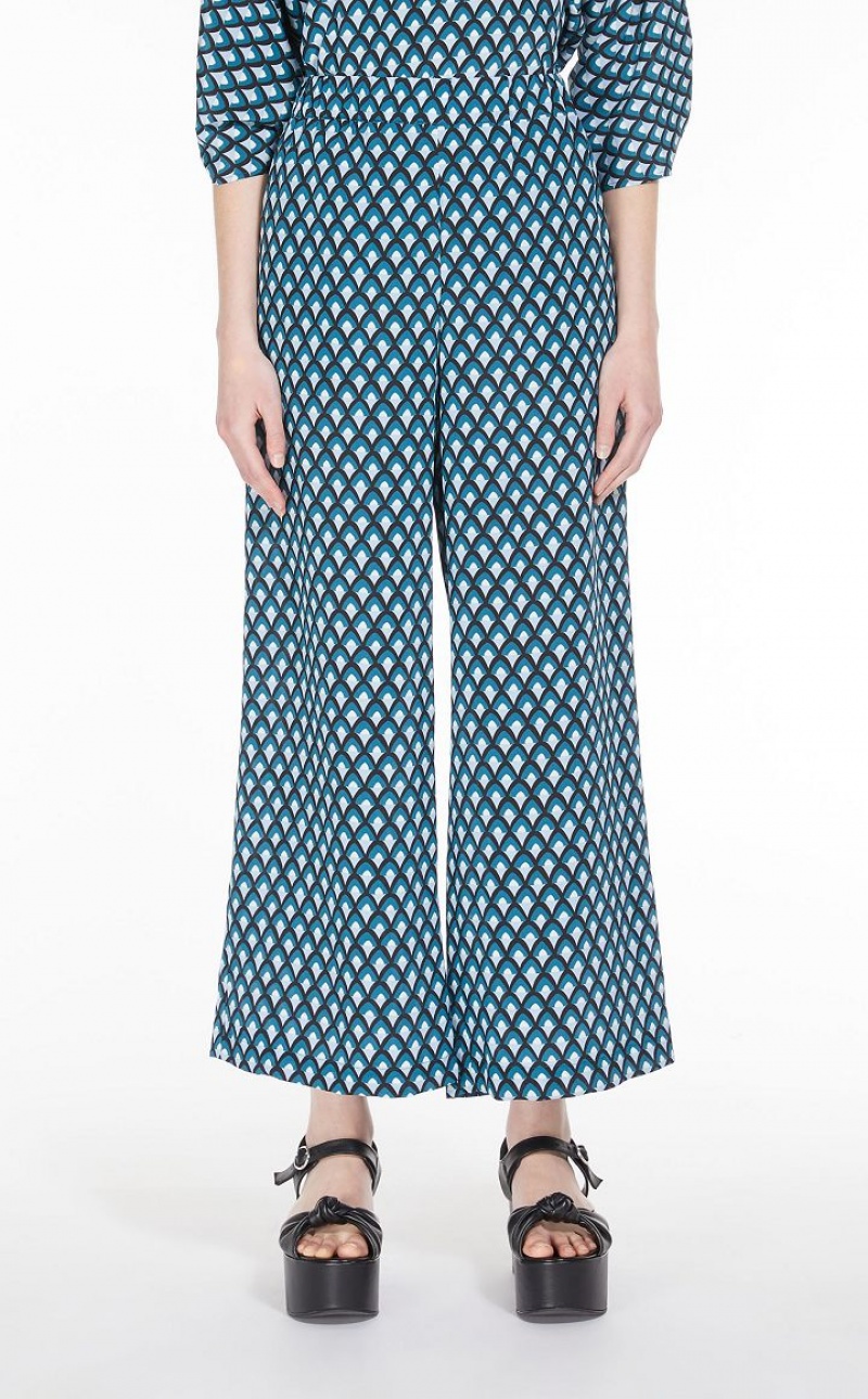 OIL MaxMara Cropped Silk Trousers | MMR593826