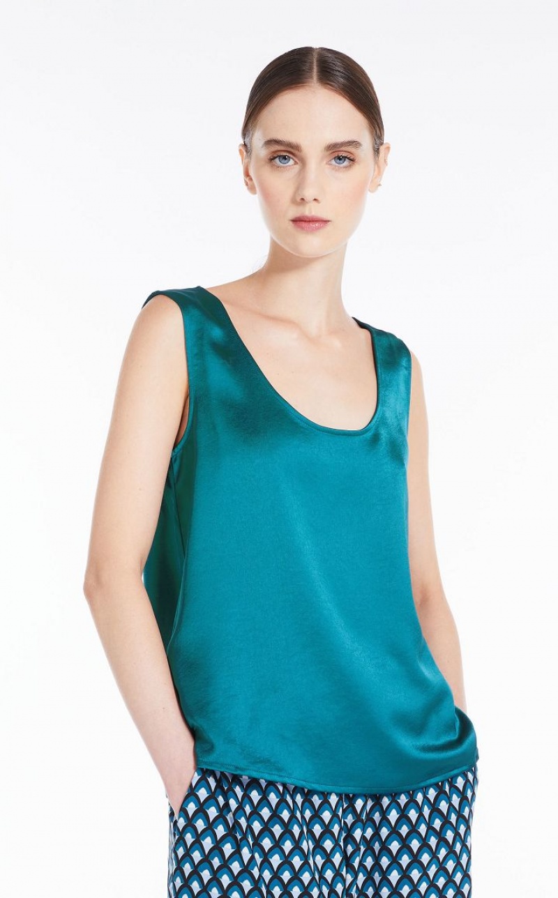 OIL MaxMara Straight-cut In Satin And Jersey Tops | MMR593658