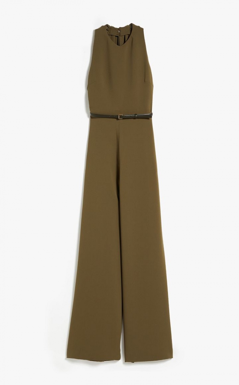 OLIVE GREEN MaxMara Wide Leg Cady Jumpsuits | MMR593417