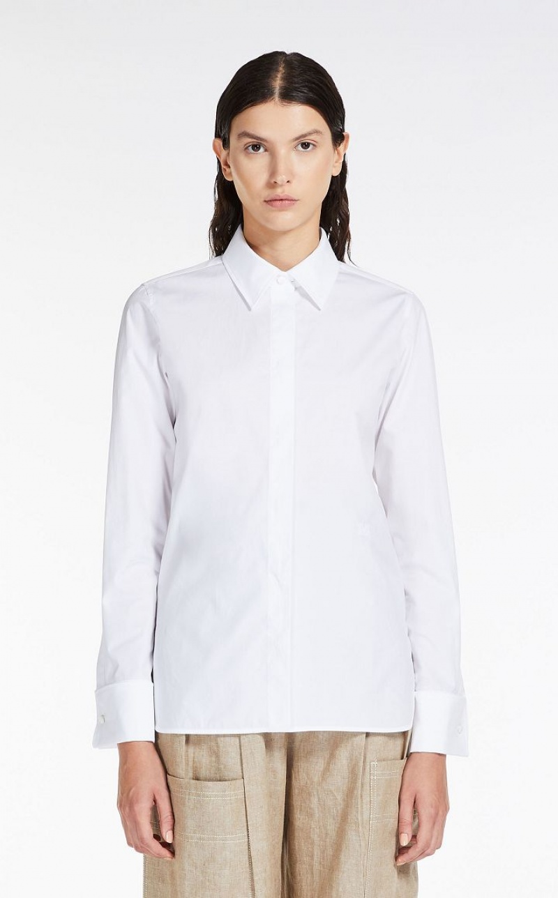 OPTICAL WHITE MaxMara Cotton Poplin Blouses | MMR593548