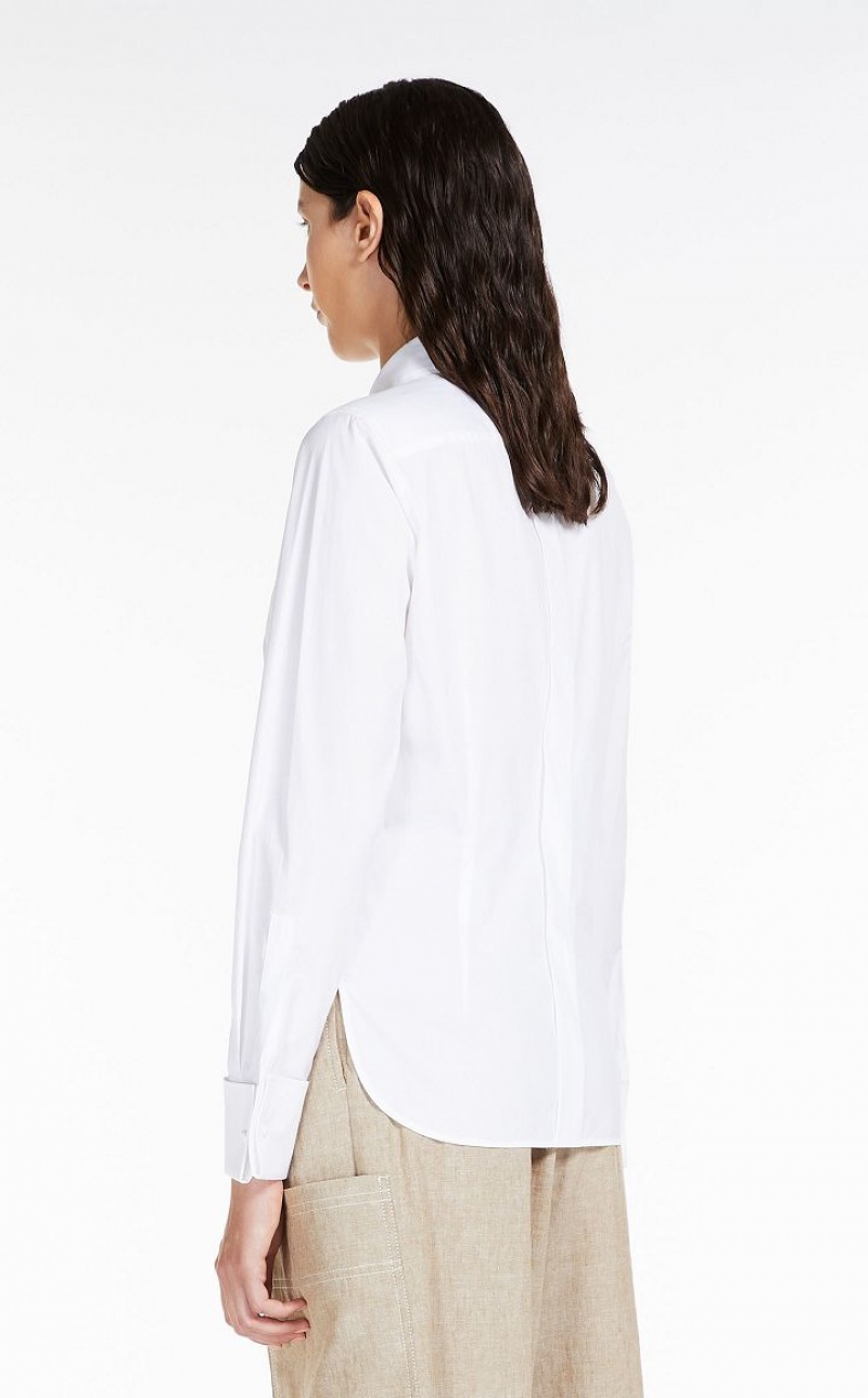 OPTICAL WHITE MaxMara Cotton Poplin Blouses | MMR593548