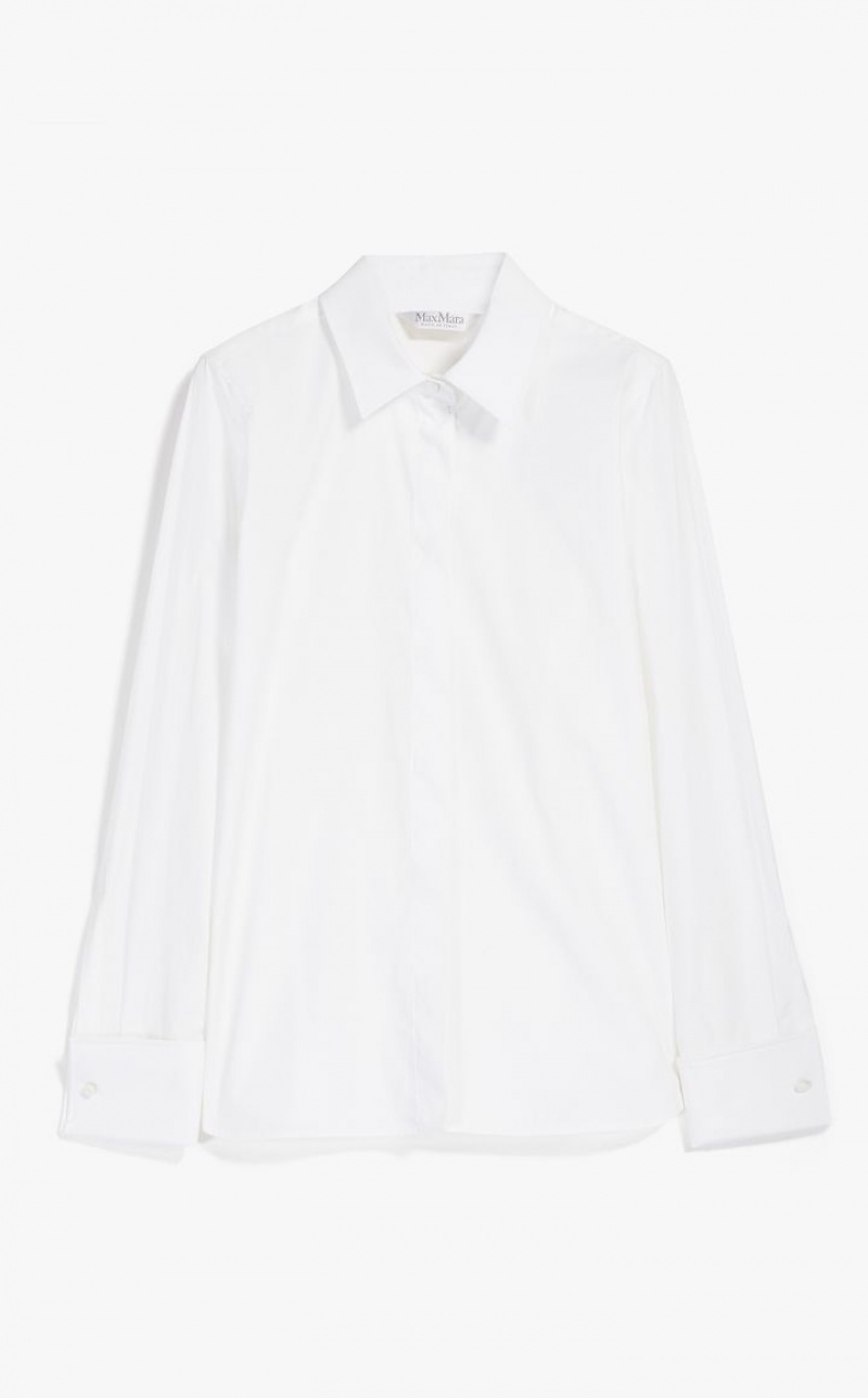 OPTICAL WHITE MaxMara Cotton Poplin Blouses | MMR593548