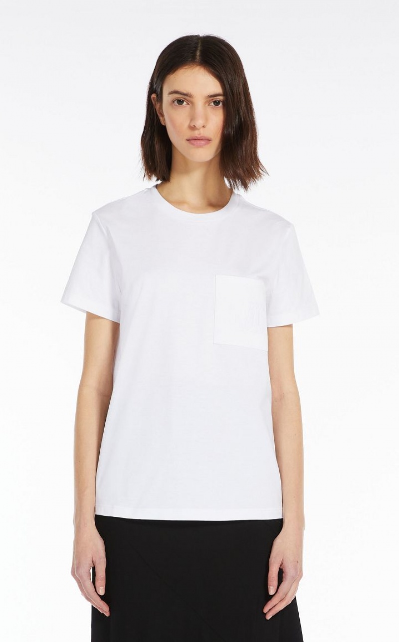 OPTICAL WHITE MaxMara Cotton With Pocket T-shirts | MMR593638