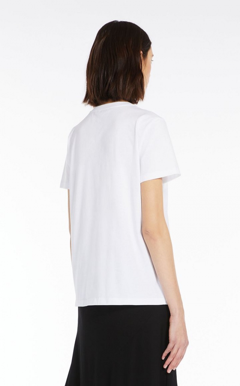 OPTICAL WHITE MaxMara Cotton With Pocket T-shirts | MMR593638