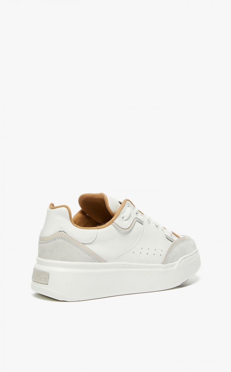 OPTICAL WHITE MaxMara Leather Sneakers | MMR594210