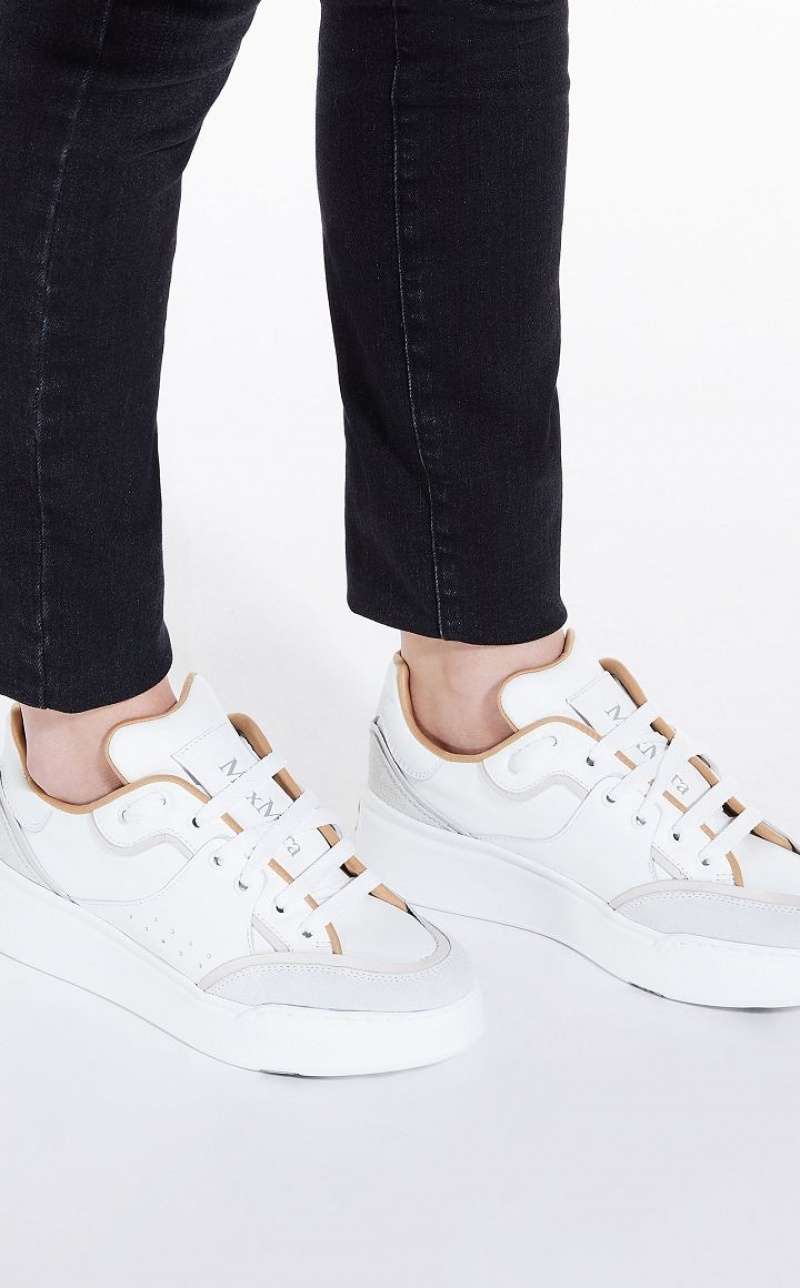 OPTICAL WHITE MaxMara Leather Sneakers | MMR594210