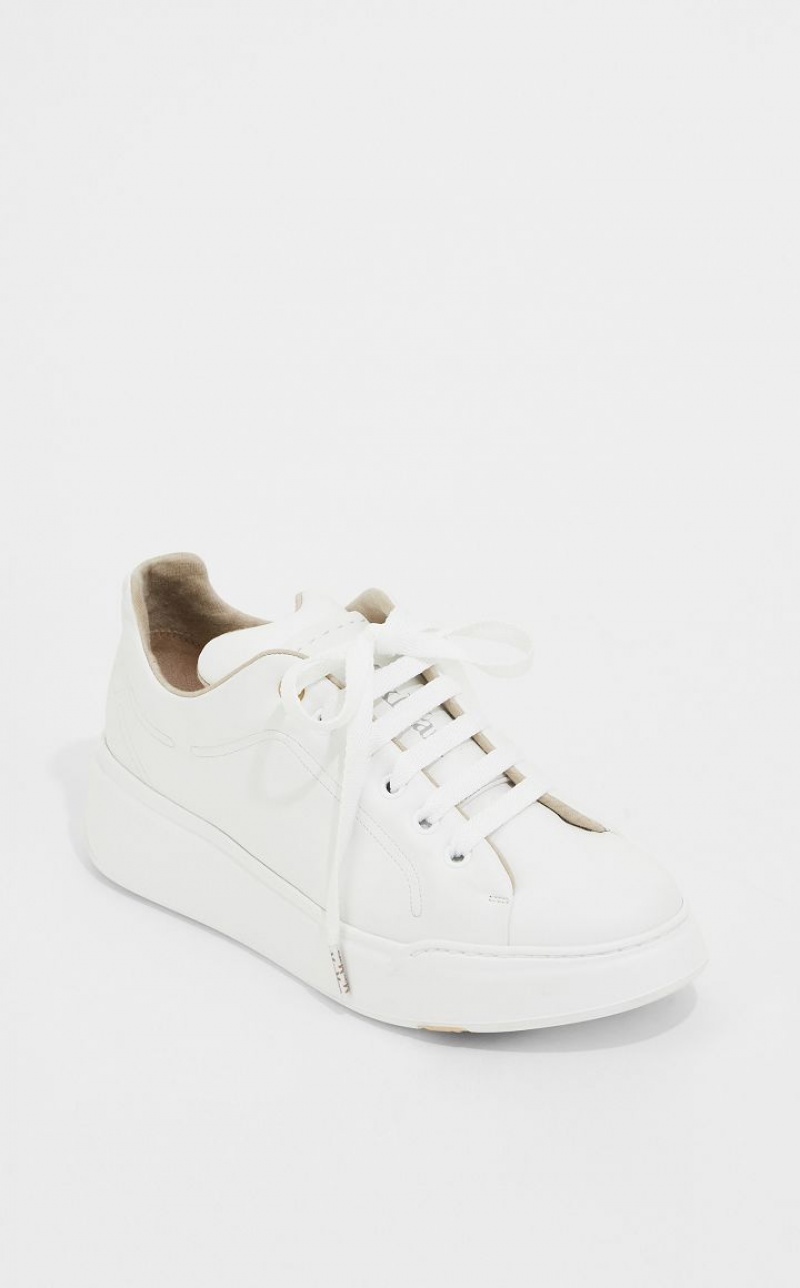 OPTICAL WHITE MaxMara Leather Sneakers | MMR594216