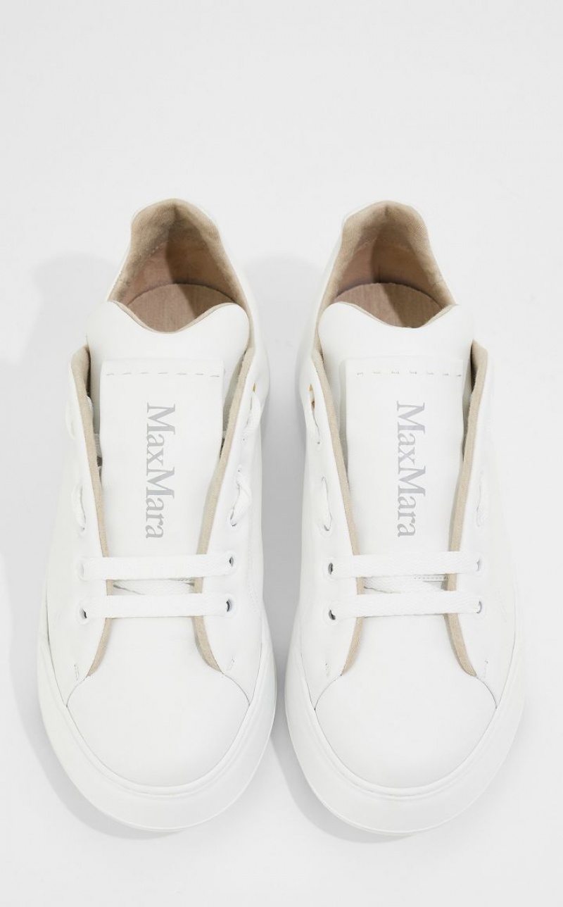 OPTICAL WHITE MaxMara Leather Sneakers | MMR594216