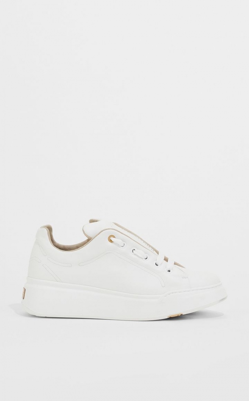 OPTICAL WHITE MaxMara Leather Sneakers | MMR594216