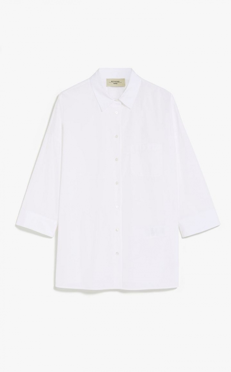 OPTICAL WHITE MaxMara Loose In Striped Poplin Blouses | MMR593594