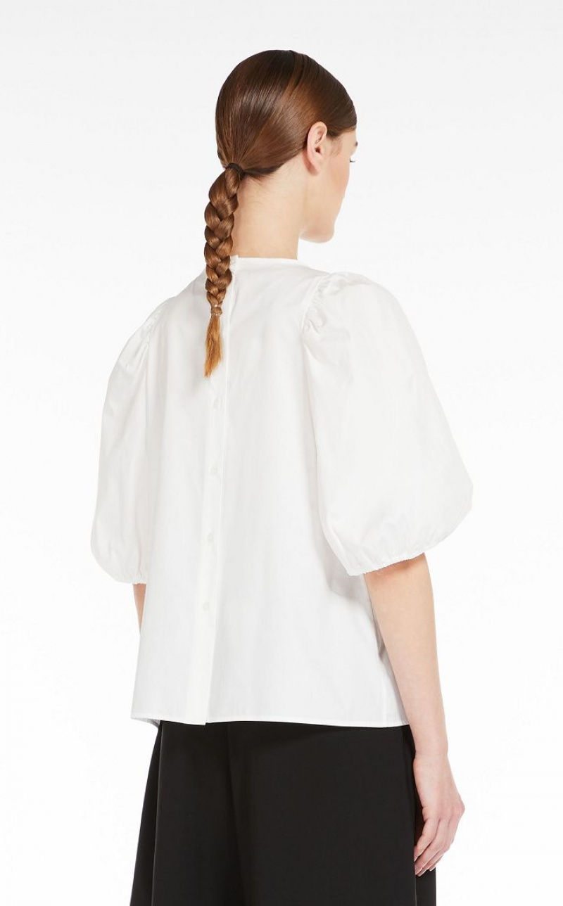 OPTICAL WHITE MaxMara Poplin With Embroidery Blouses | MMR593616