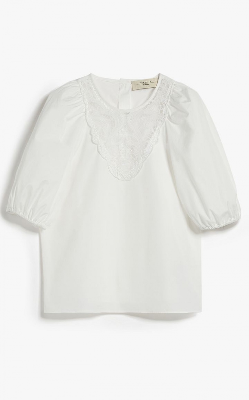 OPTICAL WHITE MaxMara Poplin With Embroidery Blouses | MMR593616