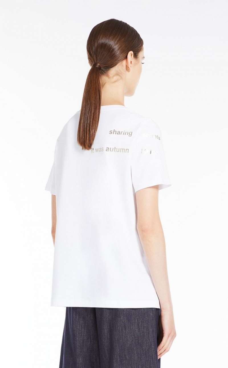 OPTICAL WHITE MaxMara Printed Cotton T-shirts | MMR593641