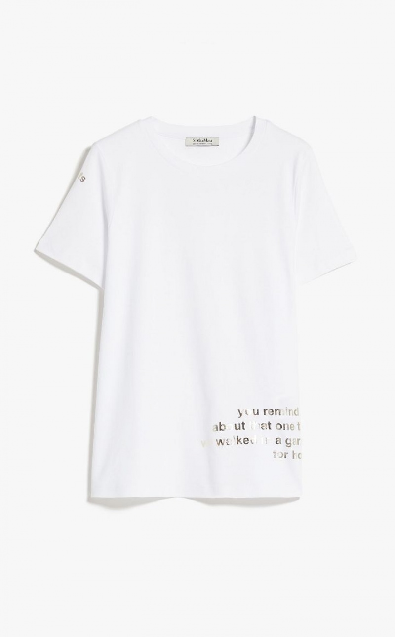 OPTICAL WHITE MaxMara Printed Cotton T-shirts | MMR593641