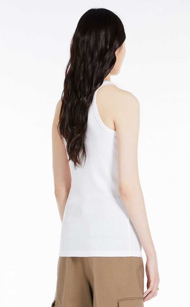 OPTICAL WHITE MaxMara Silk-blend Jersey Vest Tops | MMR593650