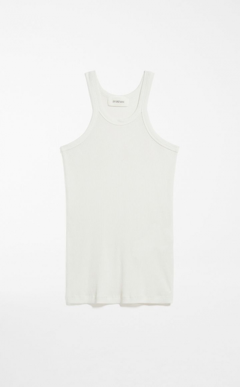 OPTICAL WHITE MaxMara Silk-blend Jersey Vest Tops | MMR593650