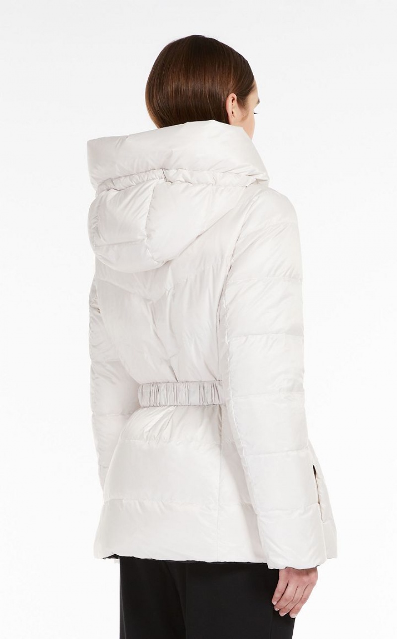 OPTICAL WHITE MaxMara Water-repellent Canvas Down Jacket Padded | MMR593970