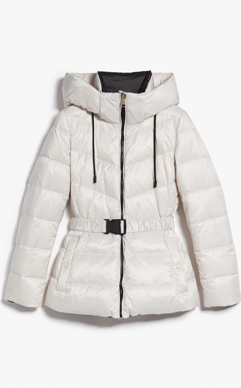 OPTICAL WHITE MaxMara Water-repellent Canvas Down Jacket Padded | MMR593970