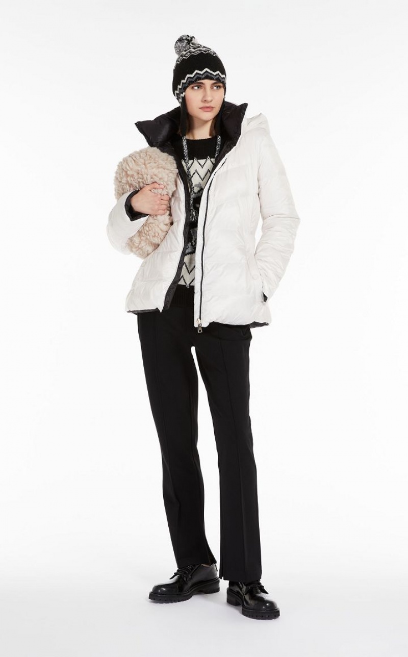 OPTICAL WHITE MaxMara Water-repellent Canvas Down Jacket Padded | MMR593970