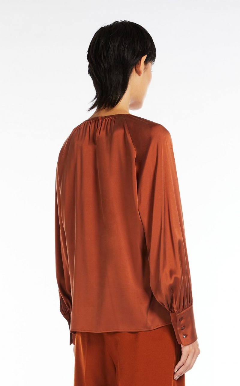 ORANGE MaxMara Silk Satin Blouses | MMR593630