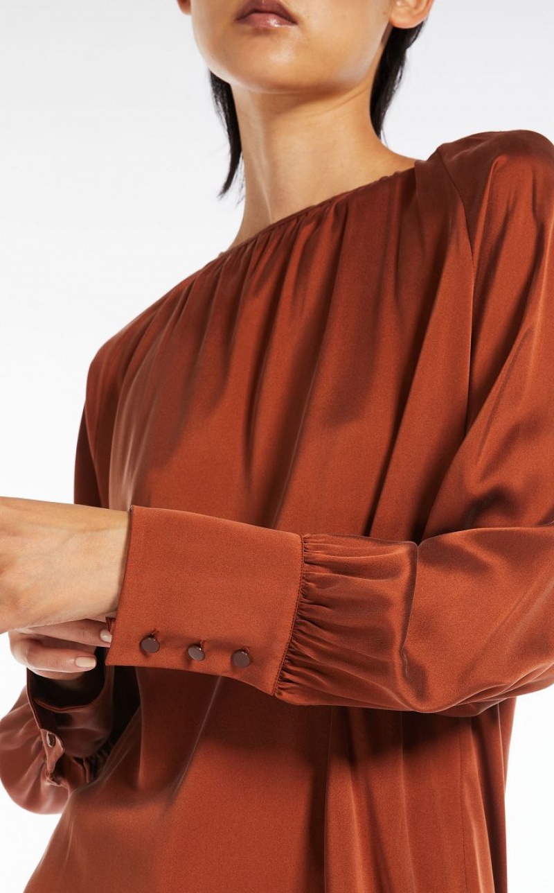 ORANGE MaxMara Silk Satin Blouses | MMR593630