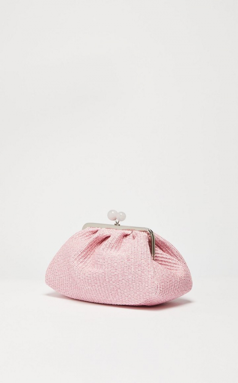 PINK MaxMara Medium Pasticcinoin Raffia Weekend Bag | MMR594166