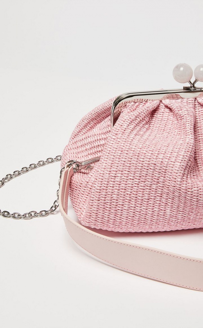 PINK MaxMara Medium Pasticcinoin Raffia Weekend Bag | MMR594166