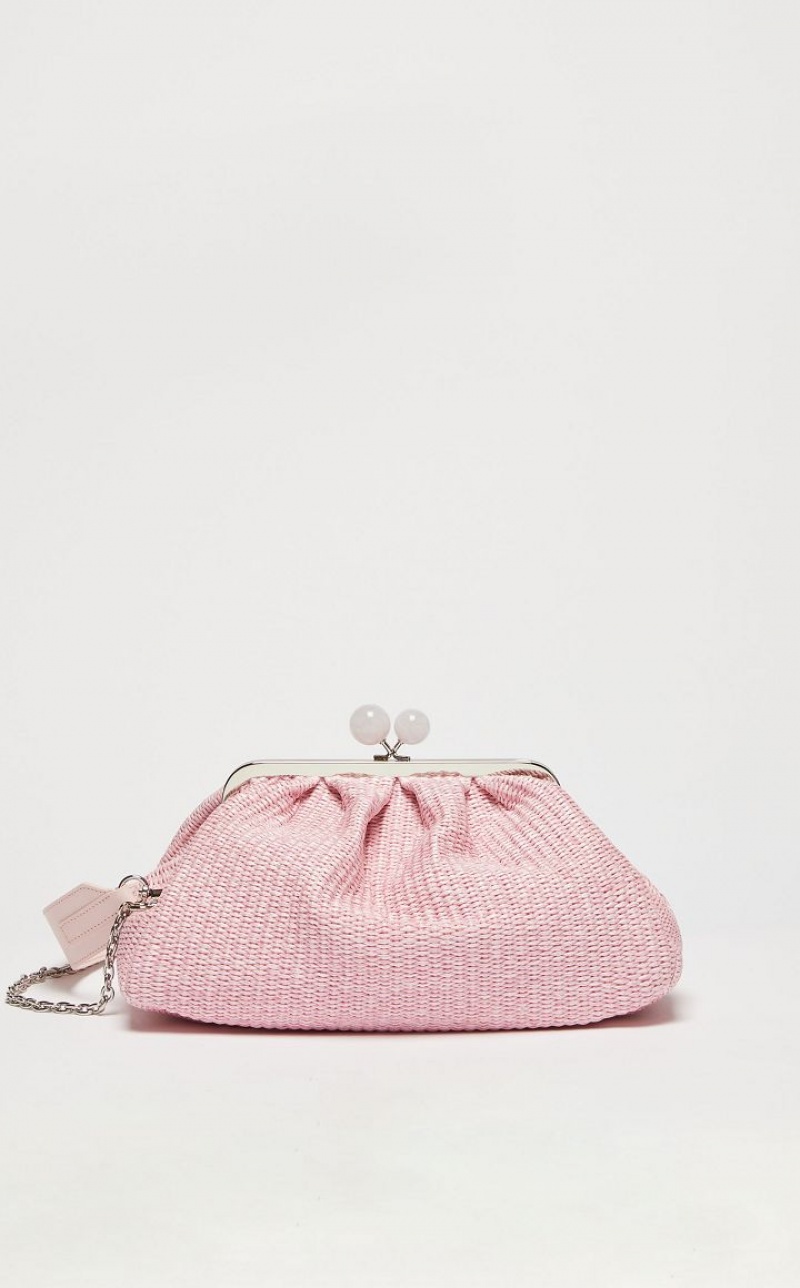 PINK MaxMara Medium Pasticcinoin Raffia Weekend Bag | MMR594166