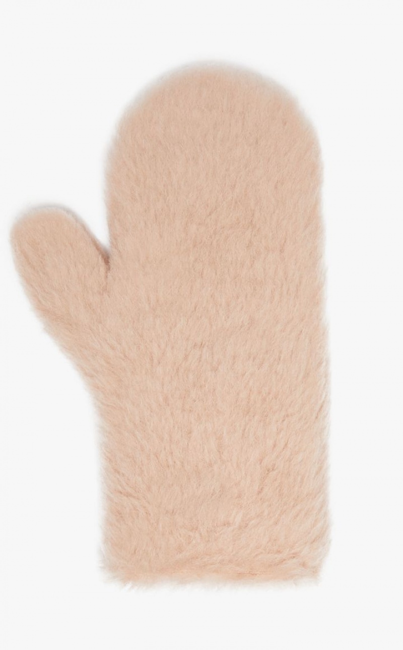 PINK MaxMara Mittens In Teddy Fabric Gloves | MMR594228