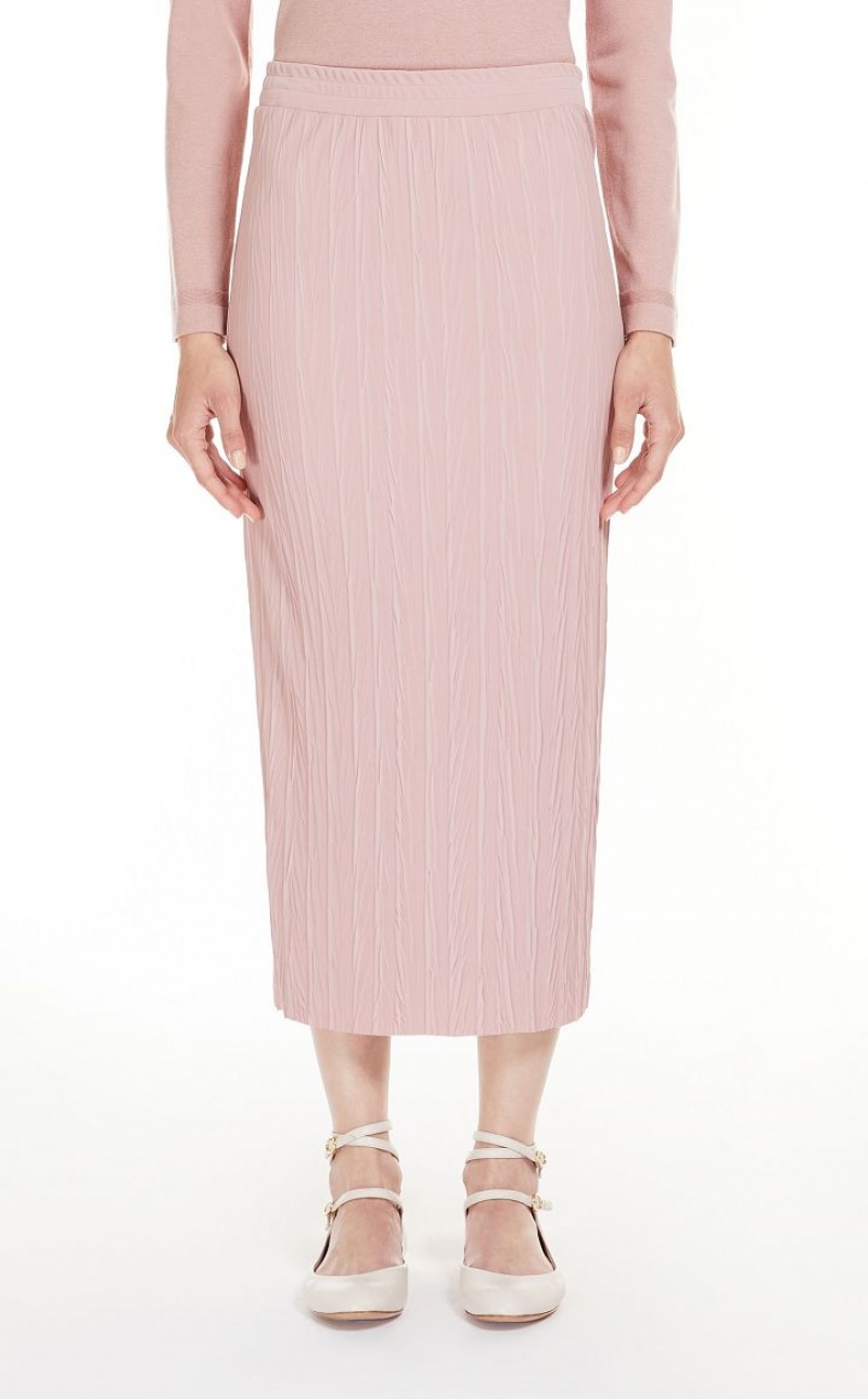 PINK MaxMara Pleated Jersey Pencil Skirts | MMR593691