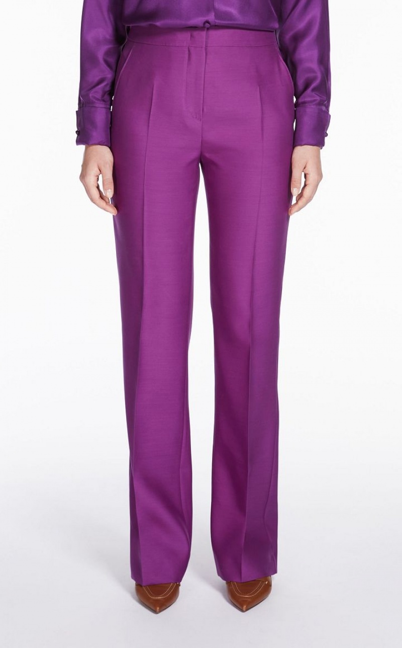 PURPLE MaxMara Wool And Silk Double-fabric Trousers | MMR593745