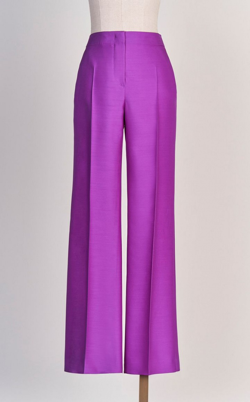 PURPLE MaxMara Wool And Silk Double-fabric Trousers | MMR593745