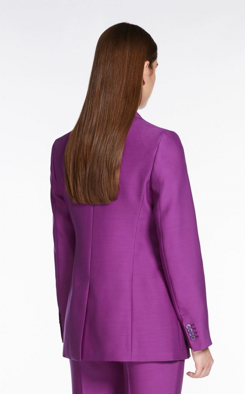 PURPLE MaxMara Wool And Silk Double-fabric Blazers | MMR594030