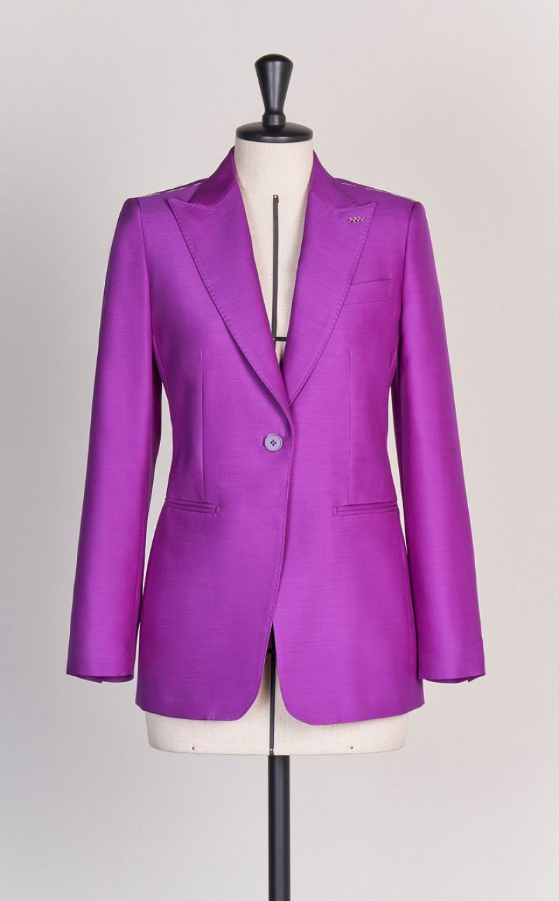 PURPLE MaxMara Wool And Silk Double-fabric Blazers | MMR594030