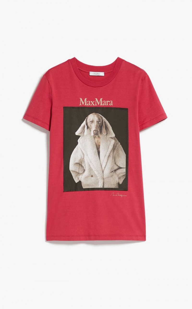 RASPBERRY MaxMara Cotton With Wegman Print T-shirts | MMR593659