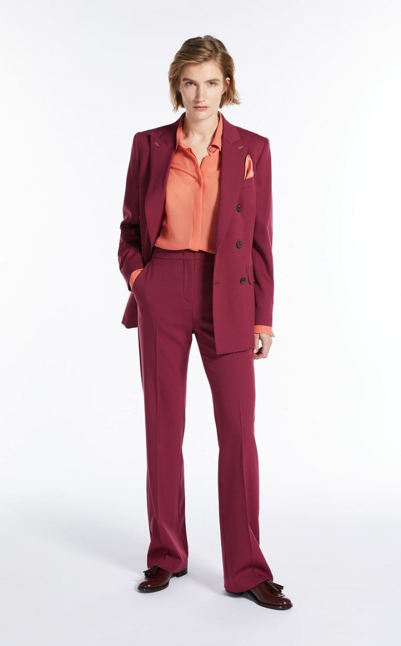 RASPBERRY MaxMara Flared In Wool Trousers | MMR593825