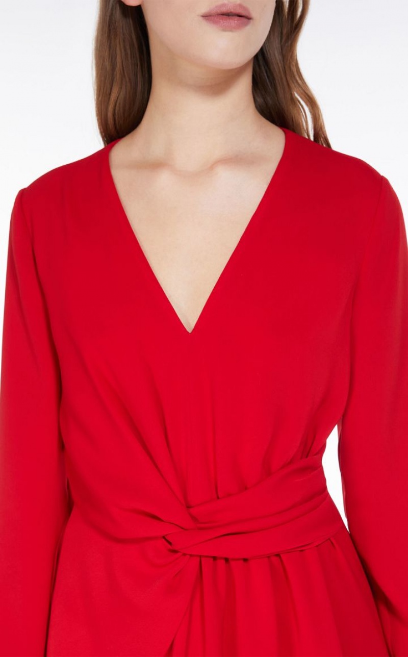 RED MaxMara Long Draped Cady Dresses | MMR593384