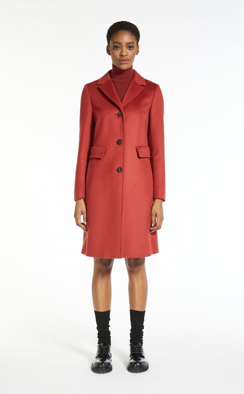 RED MaxMara Wool Broadcloth Coats | MMR593854