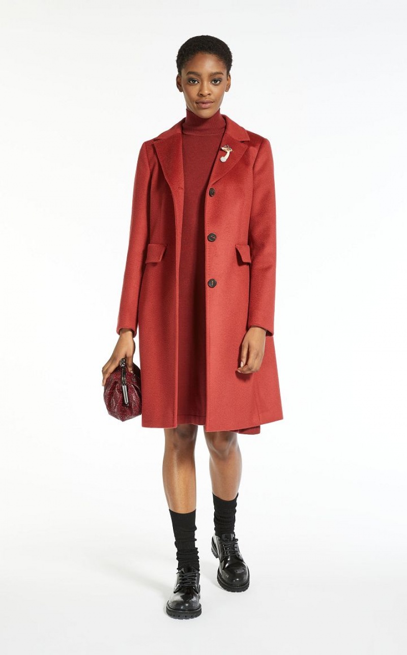 RED MaxMara Wool Broadcloth Coats | MMR593854