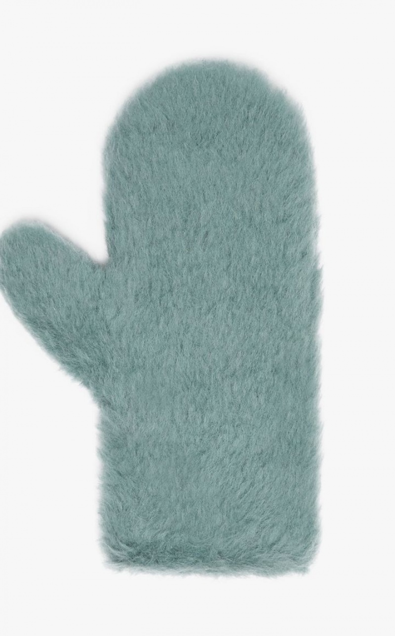 SAGE GREEN MaxMara Mittens In Teddy Fabric Gloves | MMR594227