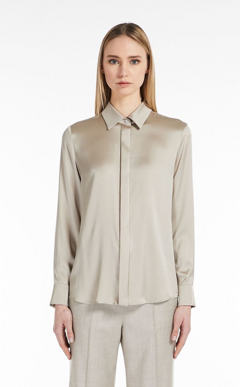 SAGE GREEN MaxMara Silk Satin Blouses | MMR593579