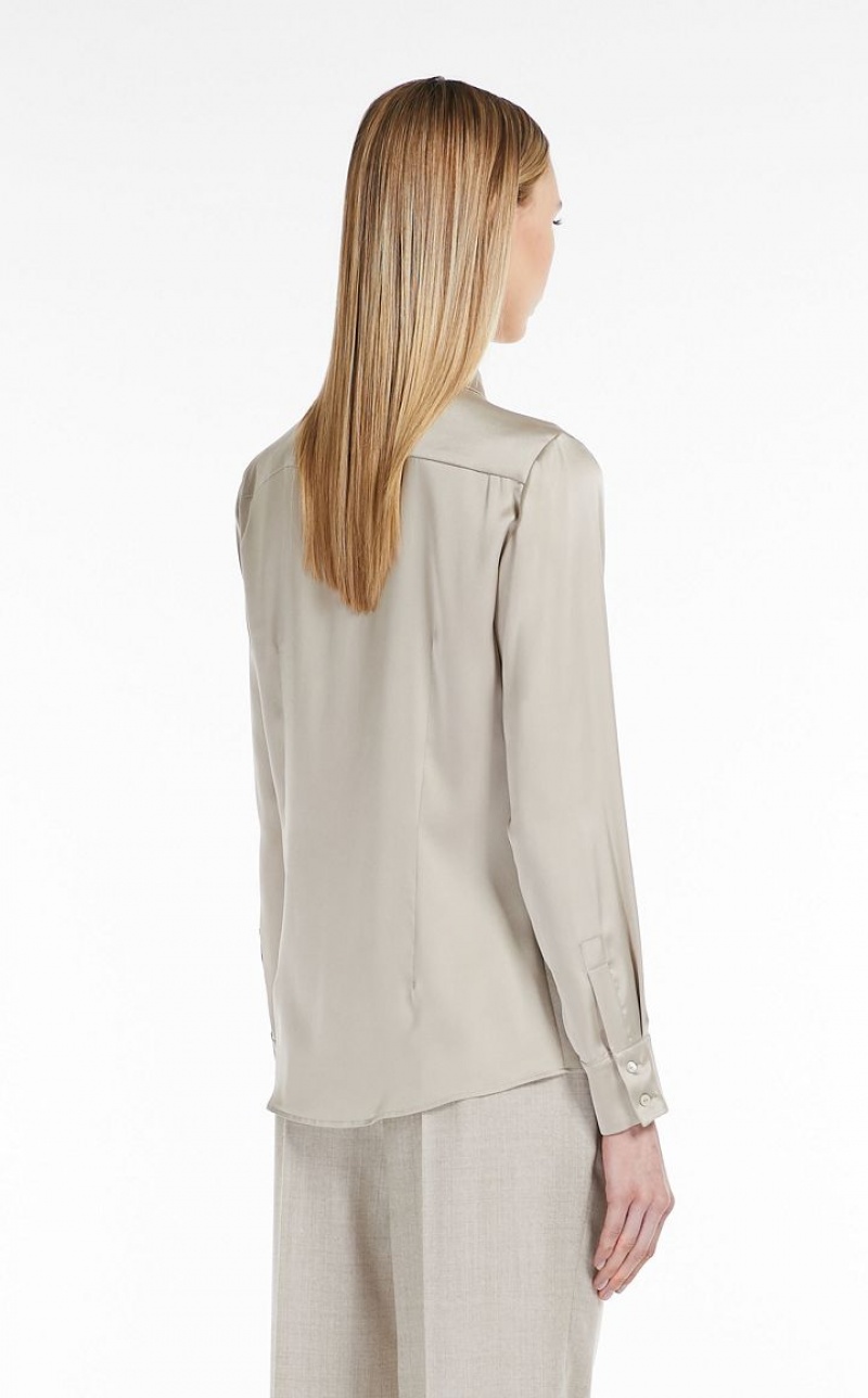 SAGE GREEN MaxMara Silk Satin Blouses | MMR593579