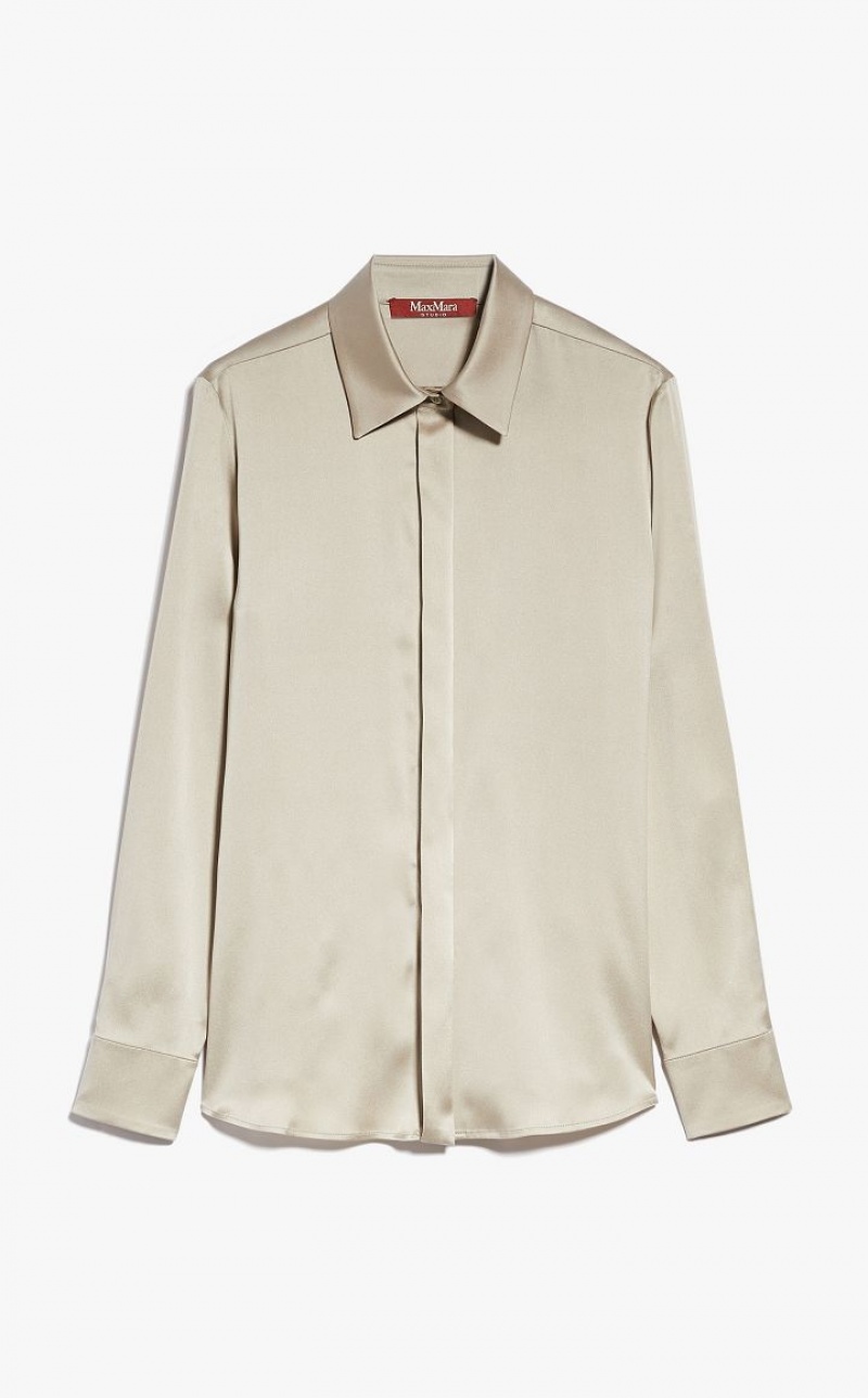 SAGE GREEN MaxMara Silk Satin Blouses | MMR593579