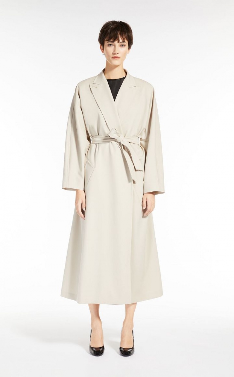 SAND MaxMara Duster In Gabardine Wool Trench | MMR593946