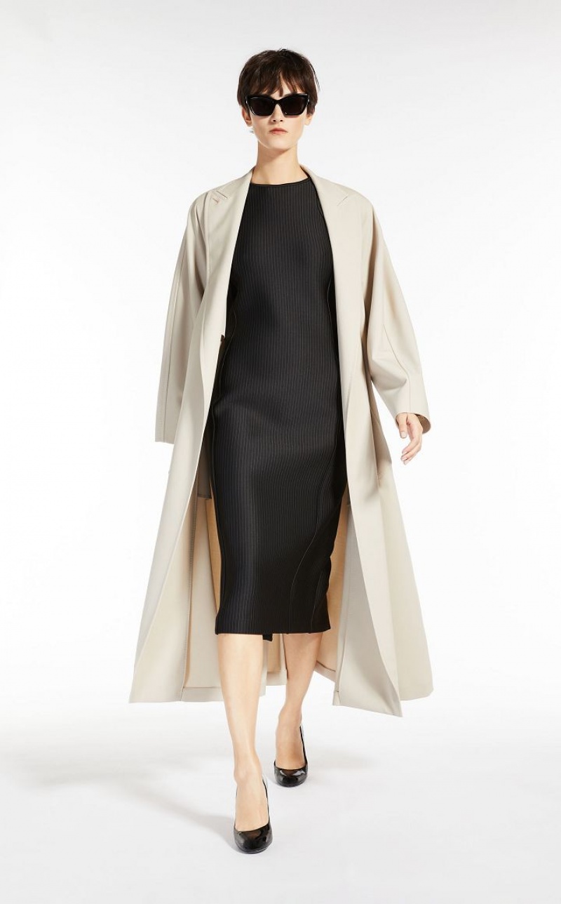 SAND MaxMara Duster In Gabardine Wool Trench | MMR593946