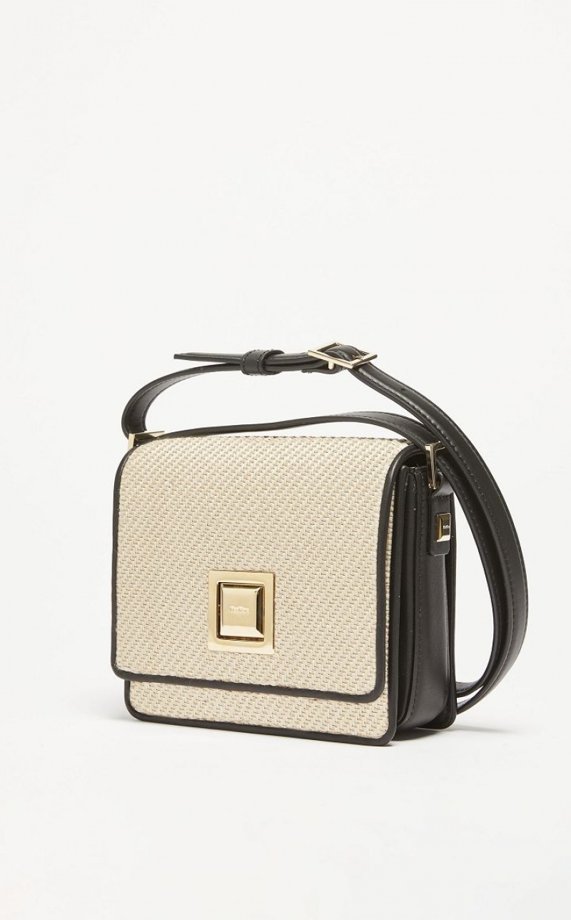 SAND MaxMara In Leather And Woven Fabric MM Bag | MMR594119