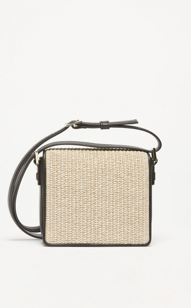 SAND MaxMara In Leather And Woven Fabric MM Bag | MMR594119