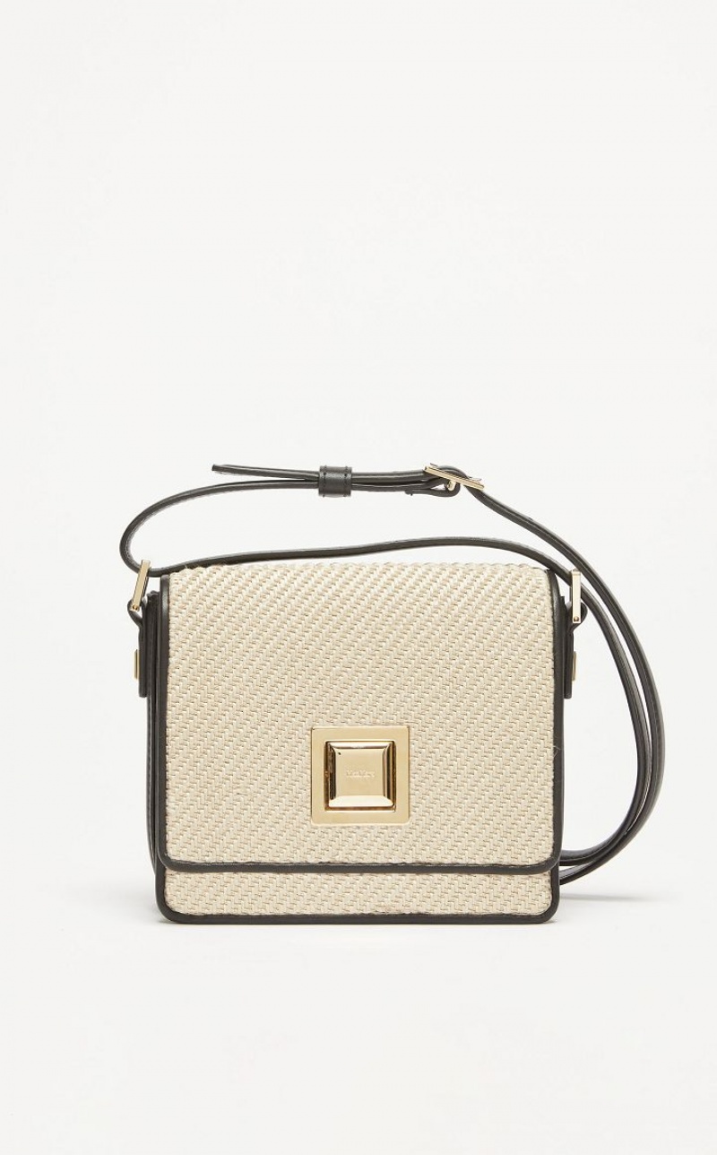 SAND MaxMara In Leather And Woven Fabric MM Bag | MMR594119