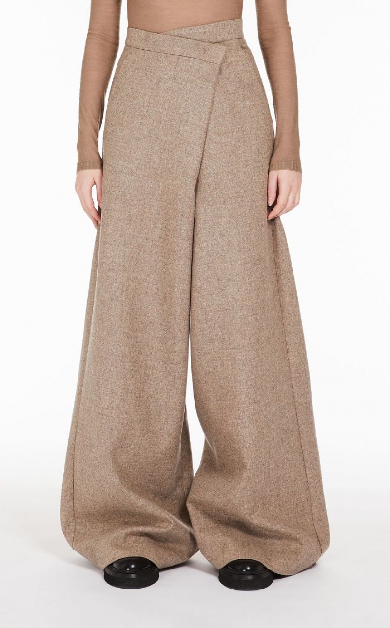 SAND MaxMara Wide, Wool And Cashmere Trousers | MMR593738